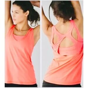 Lululemon Mesh Worthy Tank Top Built-In Bra Racerback Activewear coral size 6